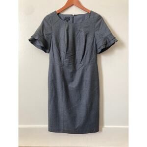 Italian Flannel Dress Talbots Ruffle Sleeve Shift Dress Gray Size 4P